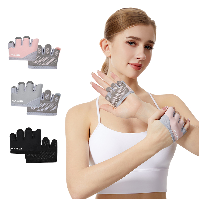 Yoga Fitness Pilates - Paar Fitness-Fingerlose Handschuhe: Anti-Blasen-Sporthandschuhe für Pilates