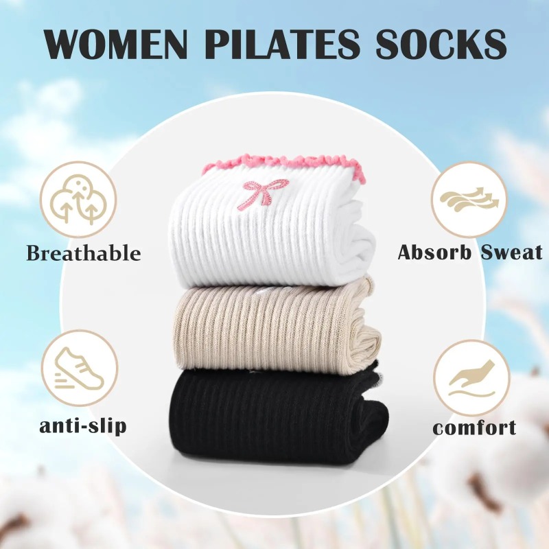 Yoga Fitness Pilates - Professionelle Yoga-Socken, Baumwoll-Riemen mit Silikon-Antirutschbeschichtung für