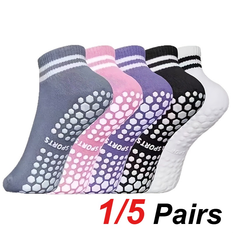 Yoga Fitness Pilates - 1/5 Paar Damen-Silikon-Anti-Rutsch-Socken für Pilates, Yoga,