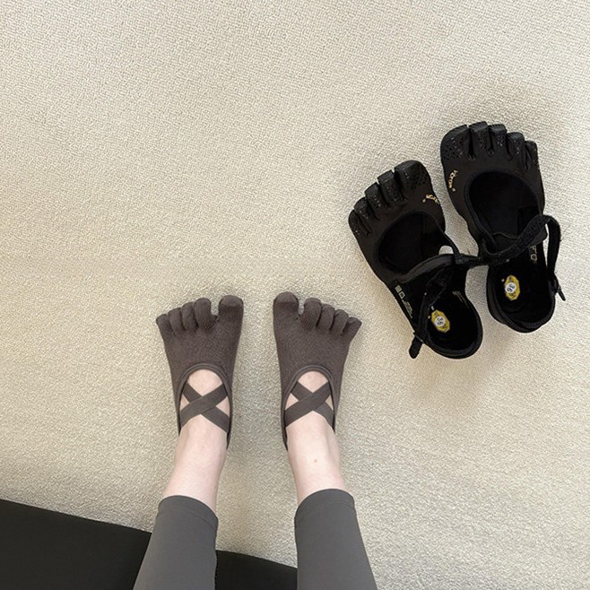 Yoga Fitness Pilates - Damen Yoga-Socken mit Kreuzriemen und Fünf