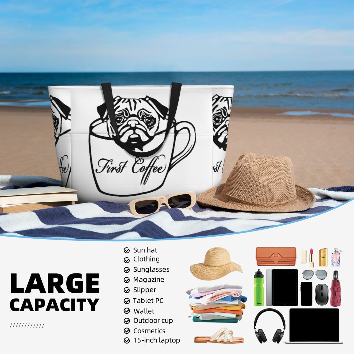 Pug First Coffee Strandtasche, – Yoga In Fitness First Bewertung und Preis